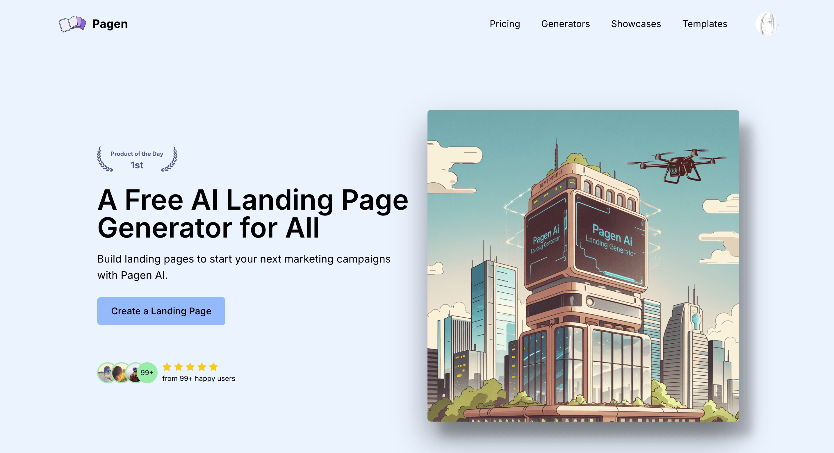 Landing page visual showcase