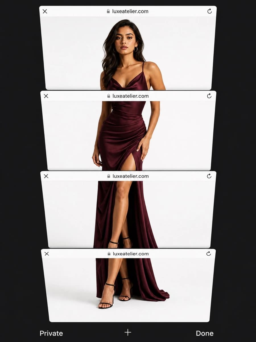 Mobile browser fashion UI overlay generated from a prompt.